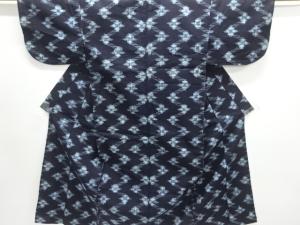 アンティーク　木綿本場久留米絣　幾何学模様単衣着物